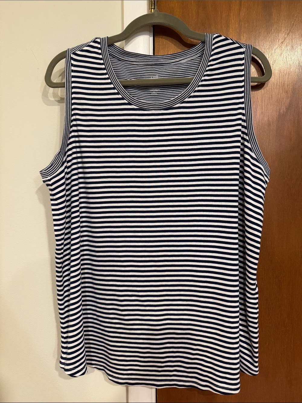 J. Jill Pima Pleat-Back Tank - Navy and White Stripes